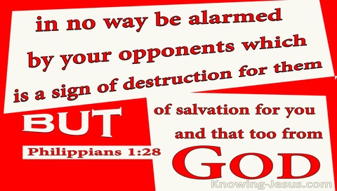 Philippians 1:28 Do Not Be Alarmed By Your Opponents (red)